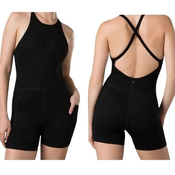 prAna Women's Becksa™ High Neck Scoop Back Fitted Ribbed Shortie , Solid Black - Picture 6 of 12